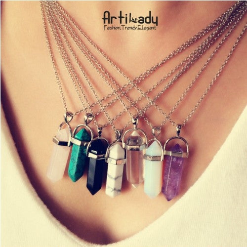 Artilady quartz Pendant Necklace chain crystal