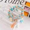 Multi layer Metal Bracelet Colorful Beads Coin Tassel Bracelets Bohemia Style