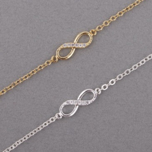 Women Men Friendship Bracelets 18K Gold Silver CZ Infinity Bracelets