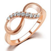 Alloy Rose Gold Plated Fine Jewelry Zircon Ring Infinity Crystal Rings