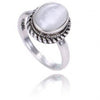 Natural Stone Opal Rings Antique Silver Plated Retro Oval