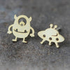 UFO stud earrings Stainless steel cute gold astronomer universe alien